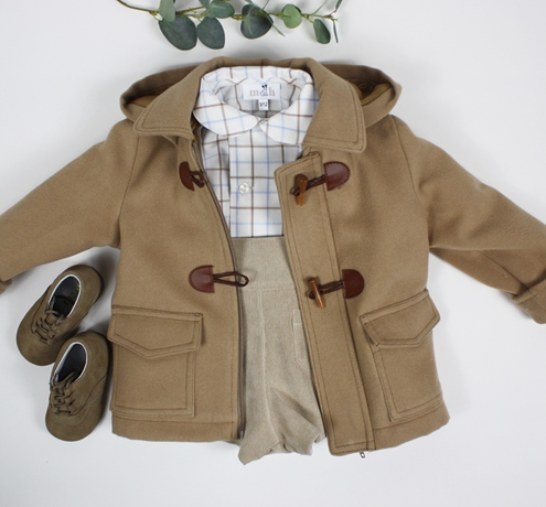 Camel duffle coat boy look