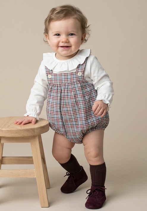 burgundy baby romper