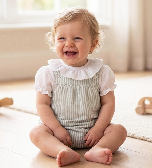 Green linen romper look