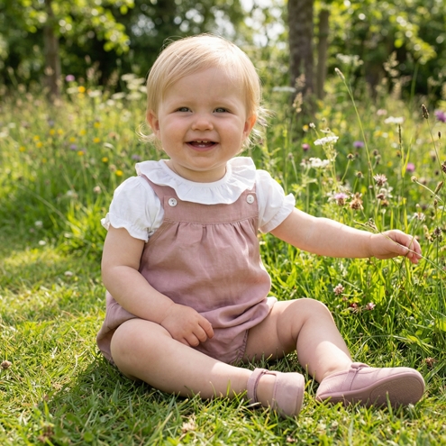 pastel pink romper baby