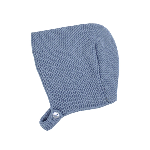 Medium blue baby knitted bonnet m&h