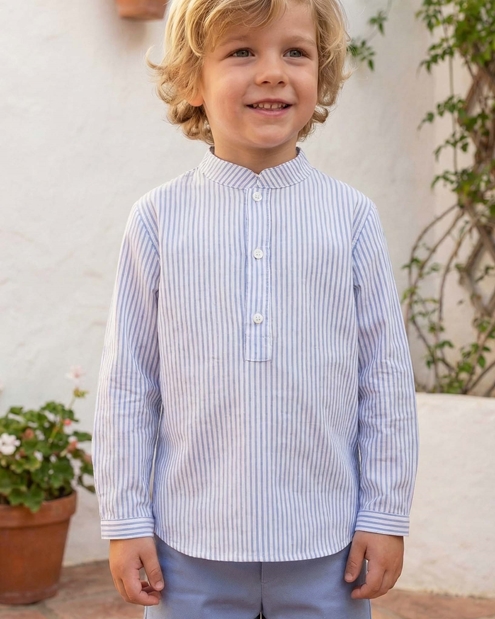 blue linen shirt stripes