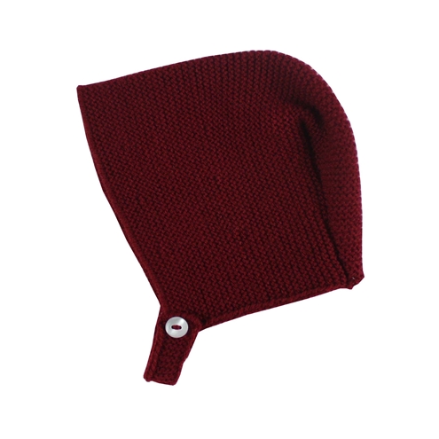 Burgundy baby knitted bonnet m&h
