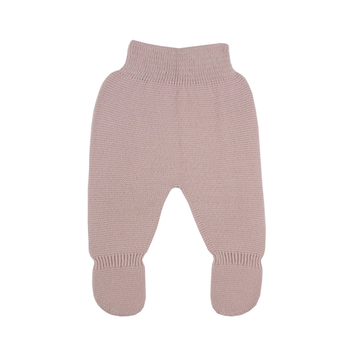 Pastel pink thick knitted baby leggings. 