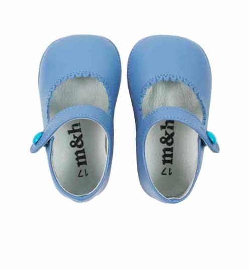 Baby blue girl leather shoes