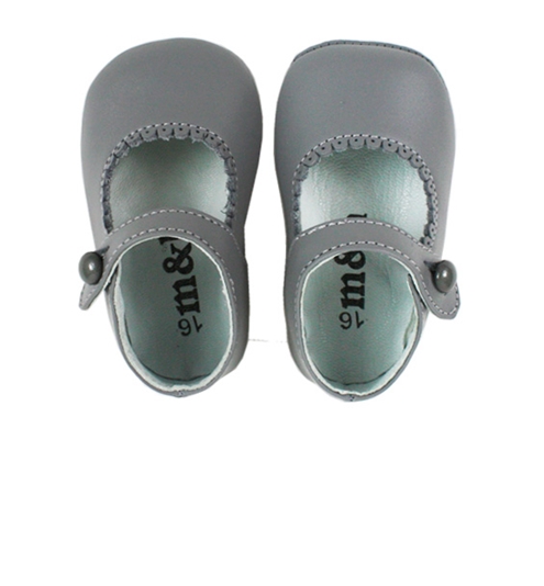 Baby leather shoes girls grey