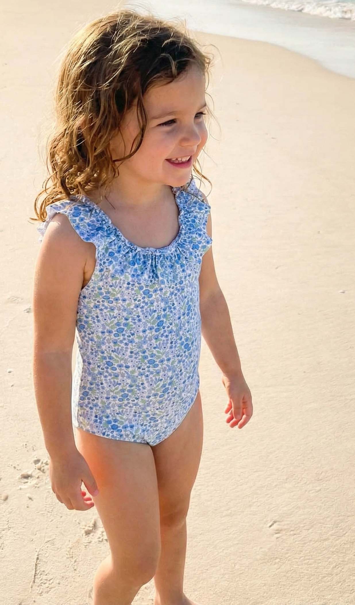 bañador flor verde  azul