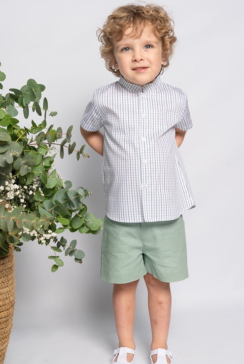 green linen bermuda