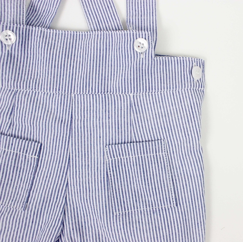 Short with braces navy blue stripes
