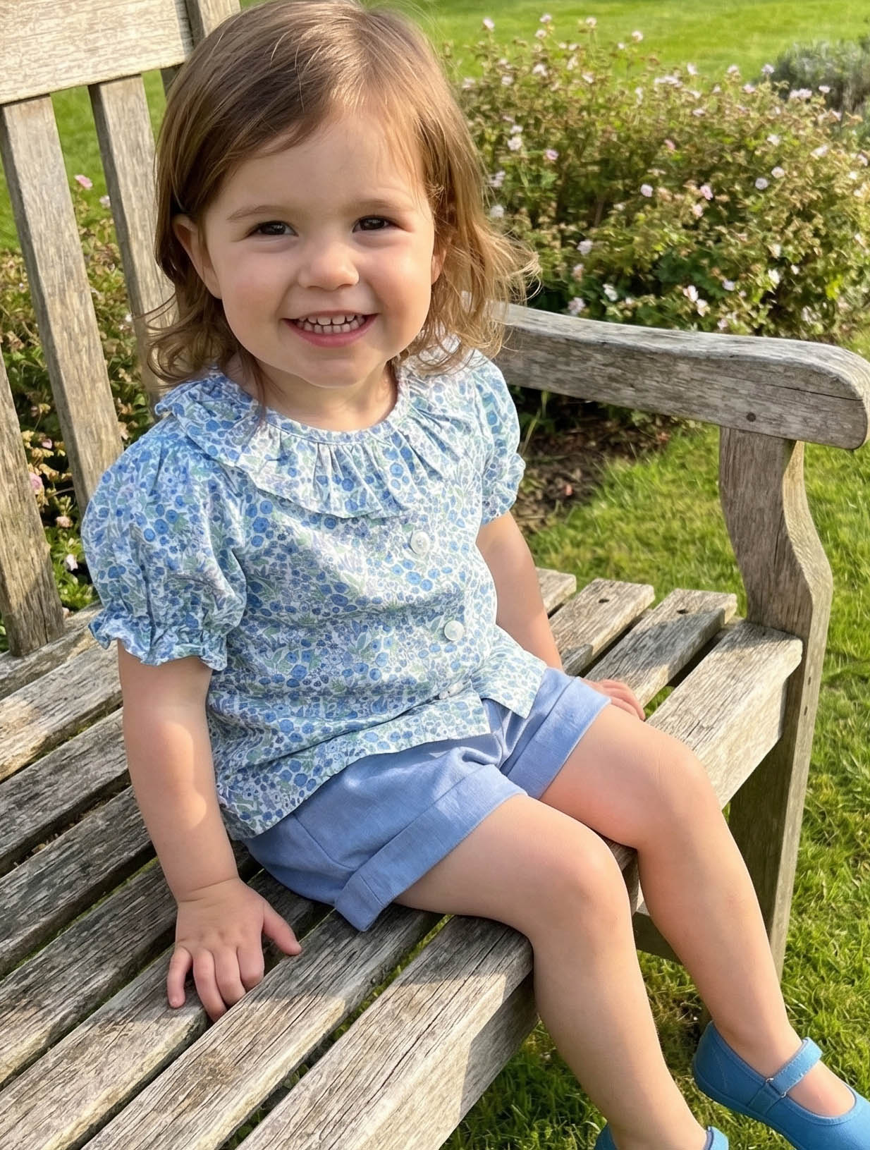blue and green blouse