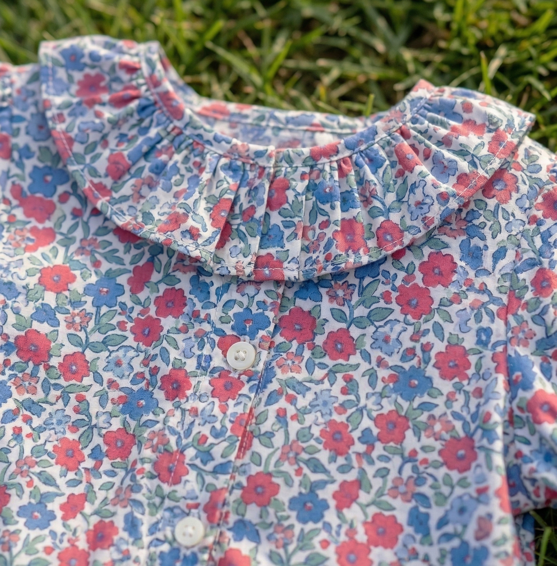 blue and pink, green liberty blouse