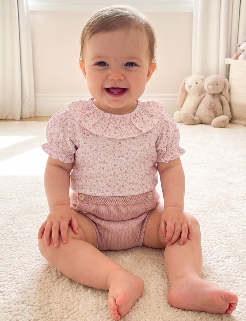 Baby blouse pink flowers