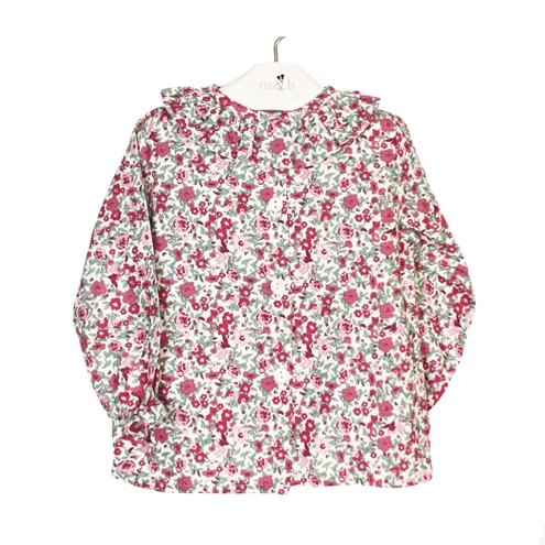 green pink pattern blouse