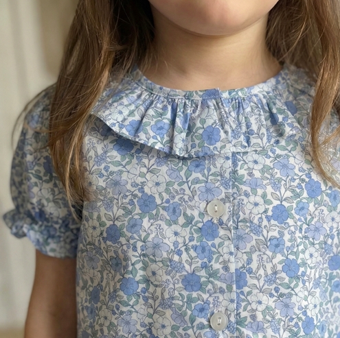blue and green blouse
