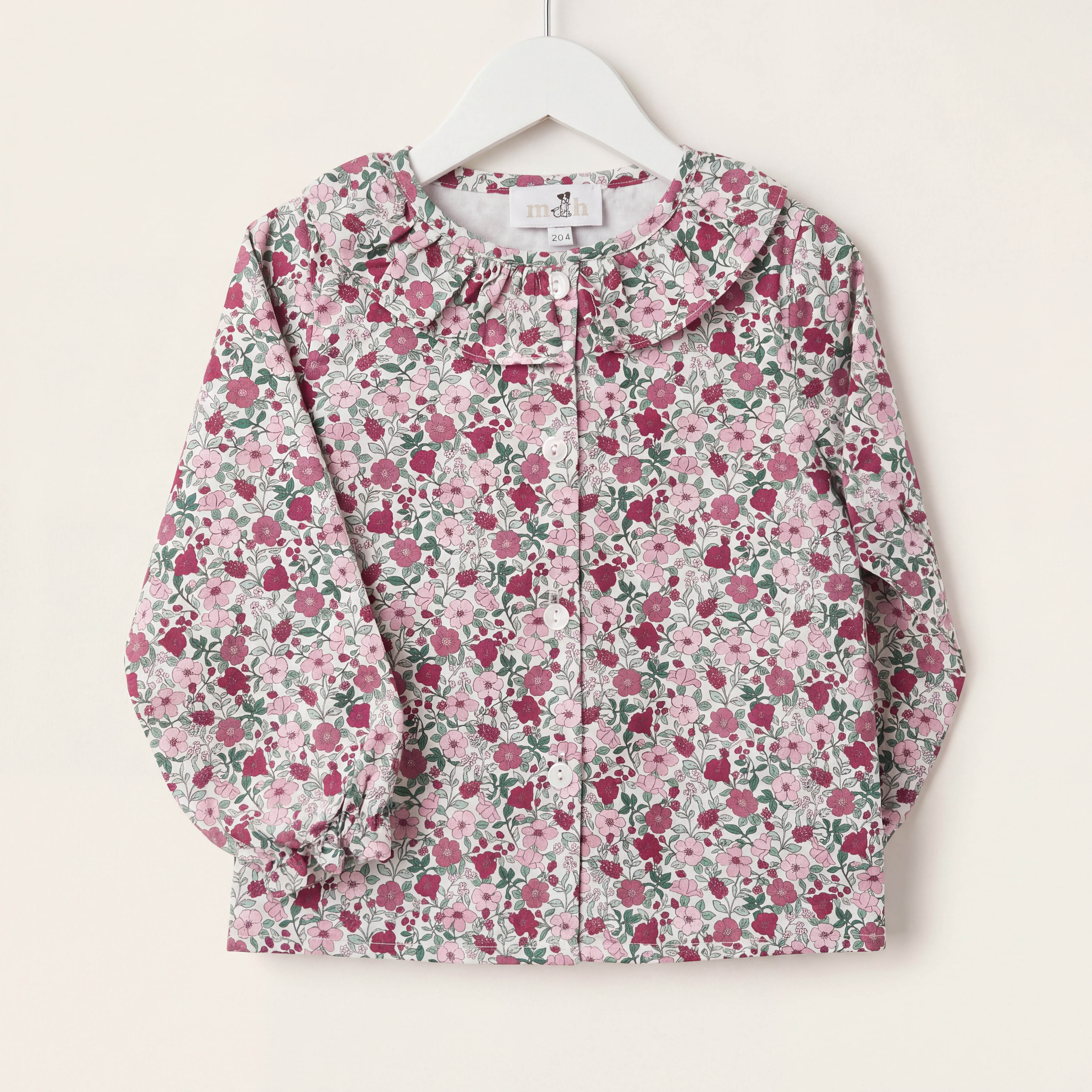 baby blouse burgundy flowers