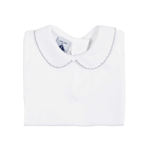 body bebé manga corta con cuello bebé de piqué en gris babidú