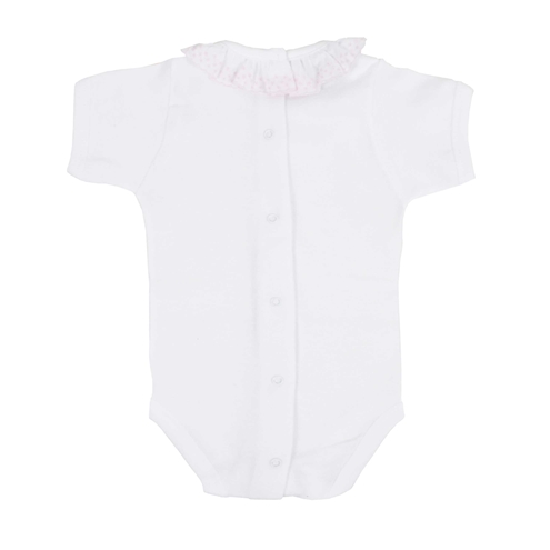 body bebé manga corta cuello batista rosa babidu