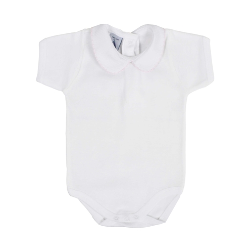 Body bebé manga corta cuello bebé en rosa babidu