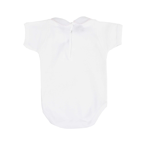 body bebé manga corta cuello piqué en rosa babidu