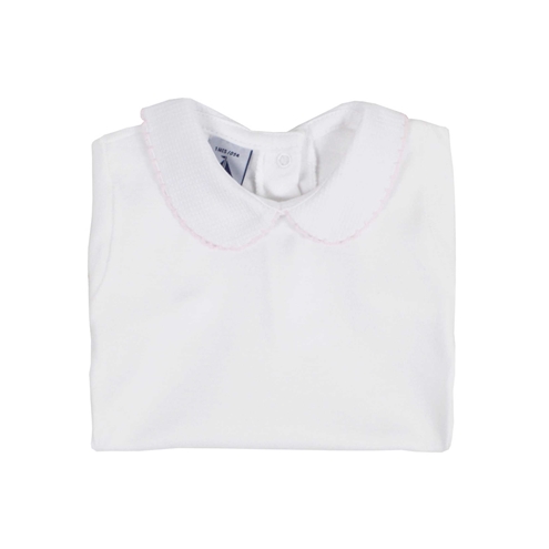 body bebé manga corta cuello piqué en rosa babidu