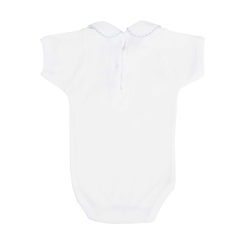 body bebé manga corta cuello ribeteado en azul babidú