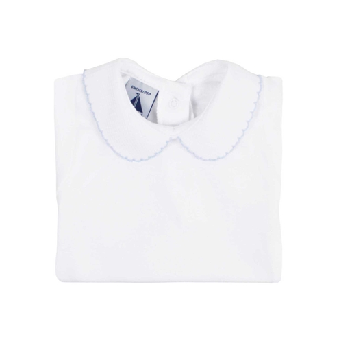 body bebé manga corta cuello ribeteado en azul babidú