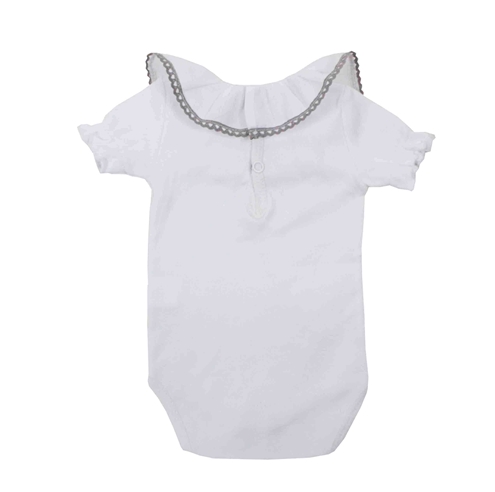 body manga corta puntilla gris
