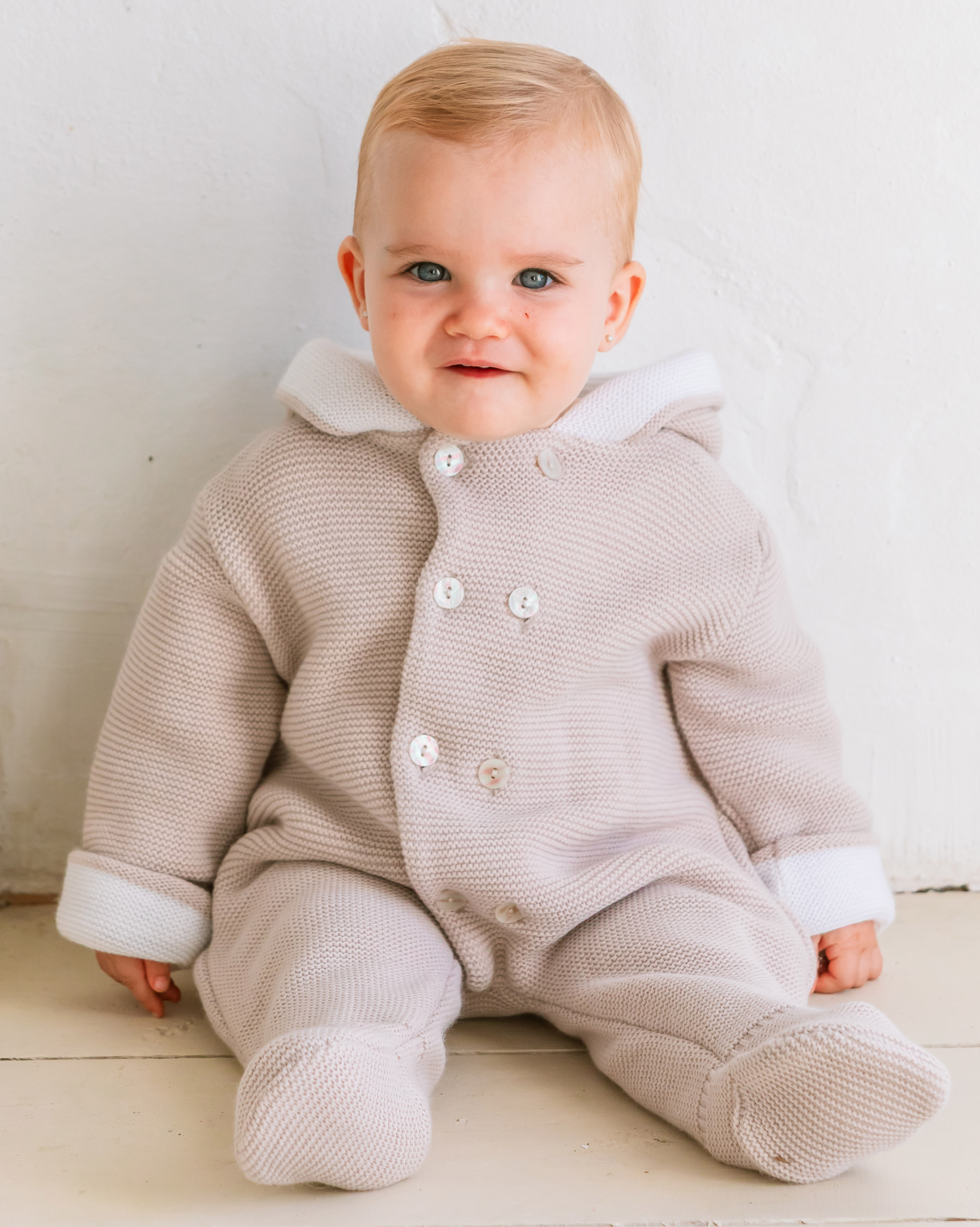 baby romper knitted beige