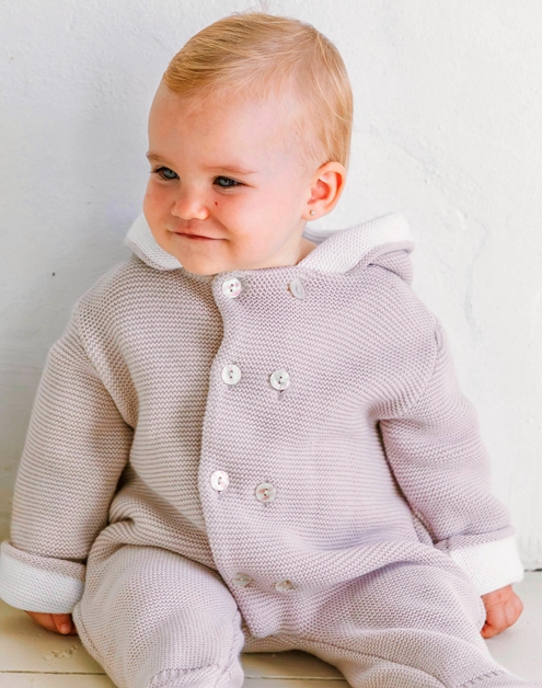 baby romper knitted beige