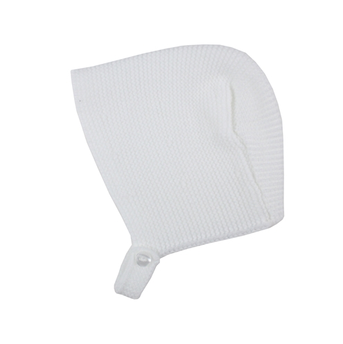 White baby knitted bonnet m&h