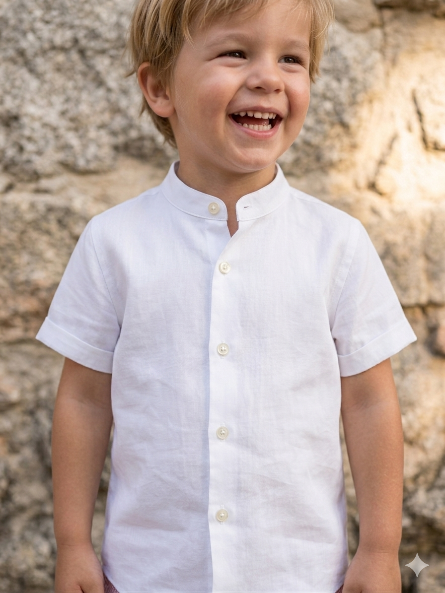 camisa blanca corta mao