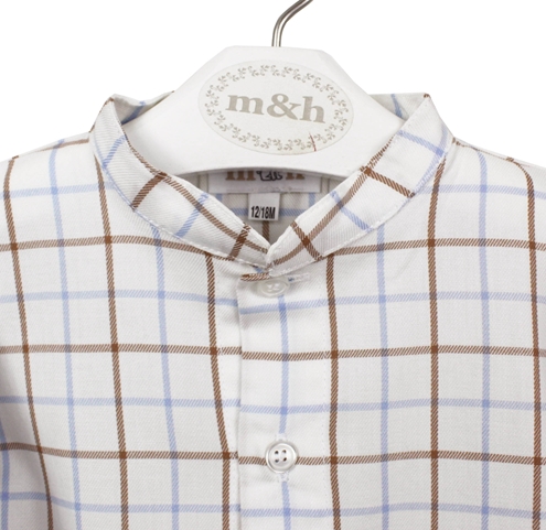 mao shirt blue and beige