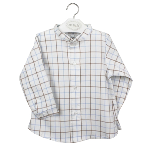 Camisa mao cuadros grandes en arena y azul