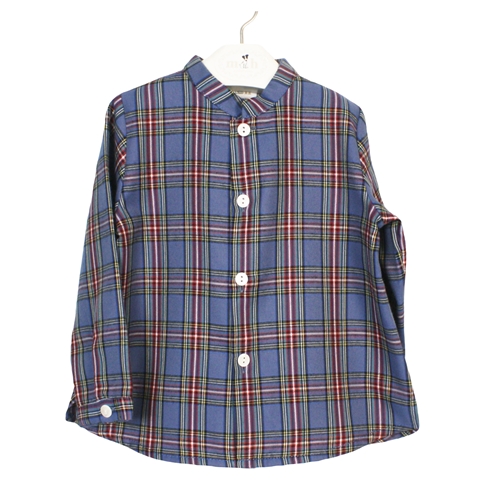 toddler boy shirt blue tartan 