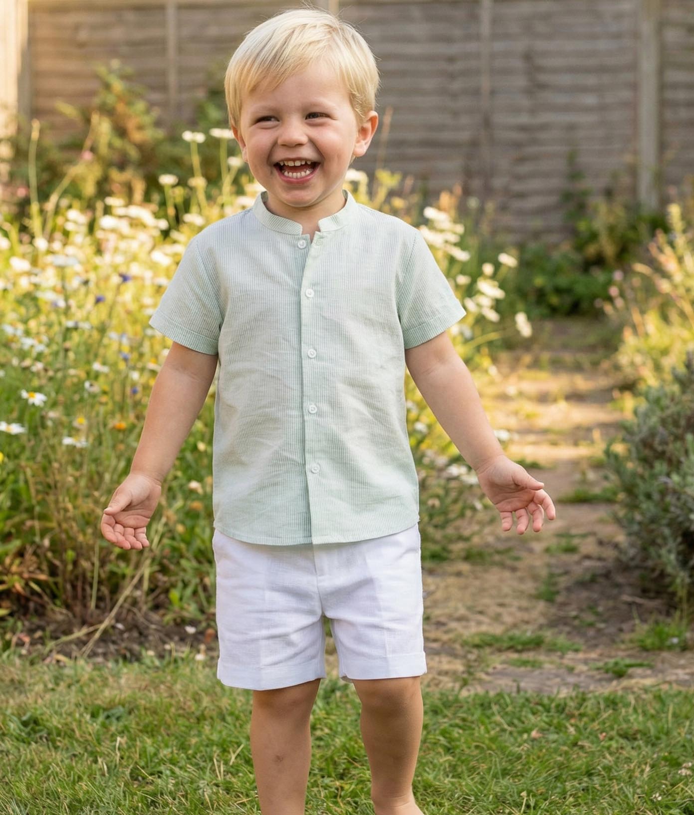 mao collar shirt green