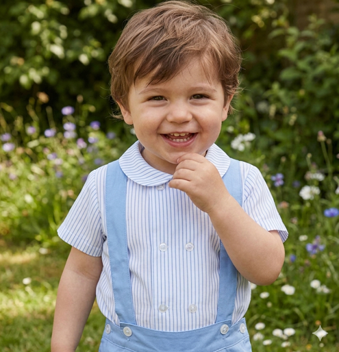 blue stripes short shirt summer