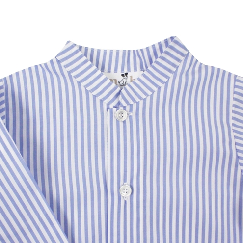 camisa niño mao manga larga azul rayas