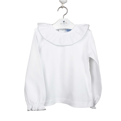 camiseta algodón blanca rematada gris