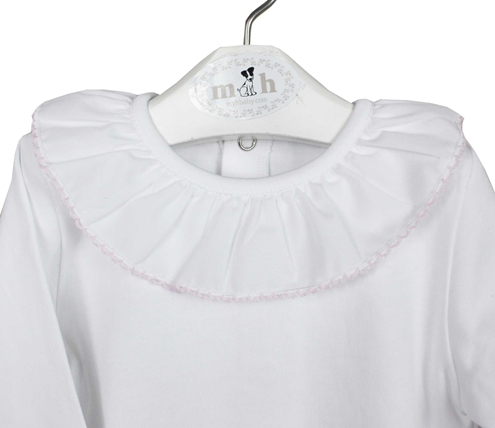 camiseta algodón blanca rematada rosa