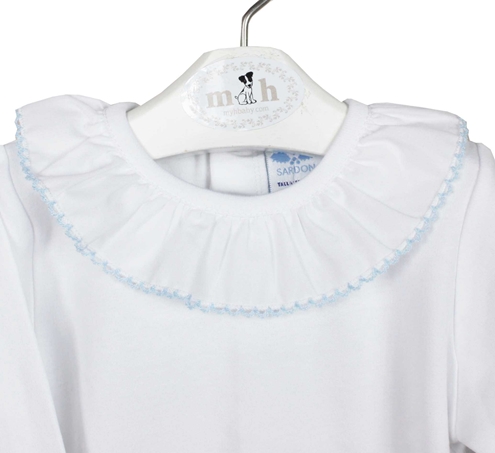 Camiseta algodón volante azul manga larga