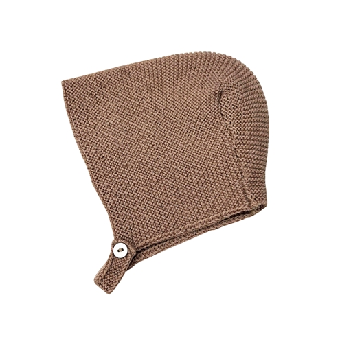 camel knit baby bonnet