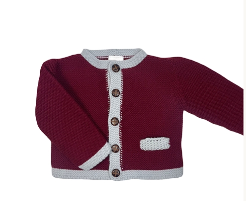 austrian knit cardigan burgundy and grey