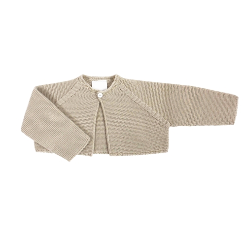 Beige knit short baby cardigan m&h