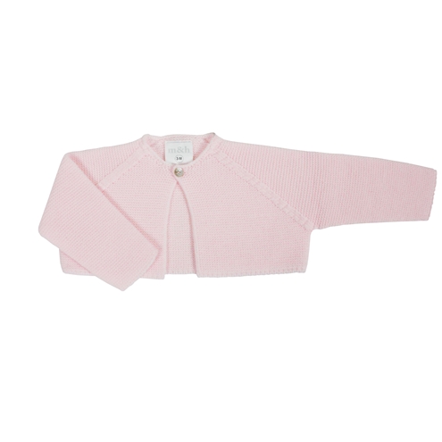 Chaqueta bebé corta punto bobo rosa 