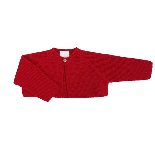 Short knit baby cardigan in red m&h