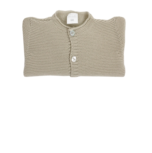 Long knitted baby cardigan in beige