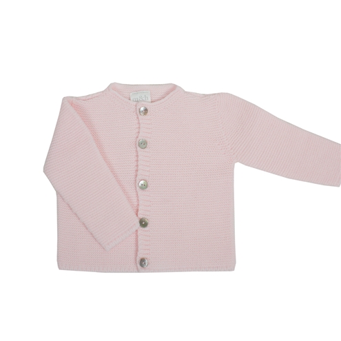 Chaqueta botones punto bobo rosa m&h