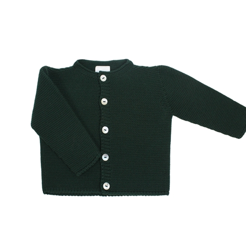 Baby knitted cardigan dark green tone