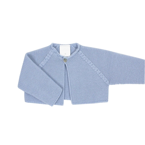 Chaqueta corta azul en punto bebé