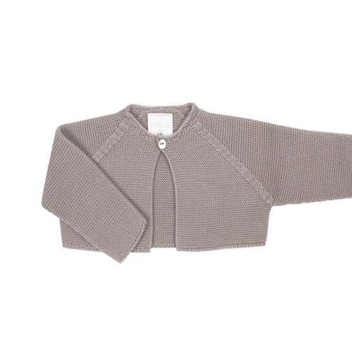 Chaqueta corta beige en punto bebé